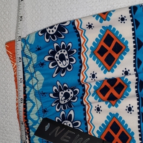 New Mix Graphic Colorful Elastic Pullon Thick Winter Orange & Teal Sz PLUS Pants - Picture 8 of 10